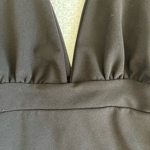 Deep V Black Dress with Leg Slit - Picture 3 of 5